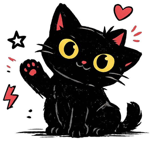 The black cat waving
